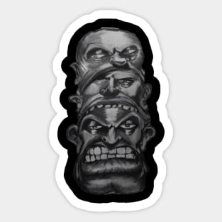 Three Ugly Heads Sticker